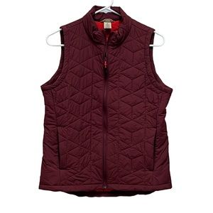 Duluth Trading Co quilted vest maroon with rust lining zipper front women’s S